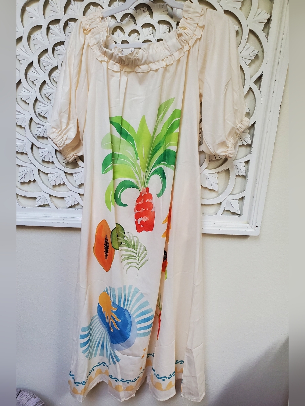 Frill Printed Off-Shoulder Dress Charming Charlie NWOT Size XL - Picture 3 of 12